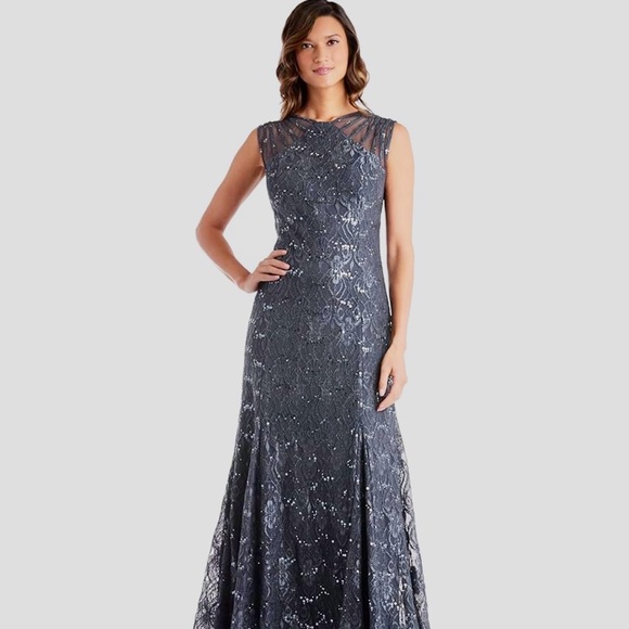 R&M Richards Dresses & Skirts - R&M Richards Gray Short Sleeve Wedding Dress